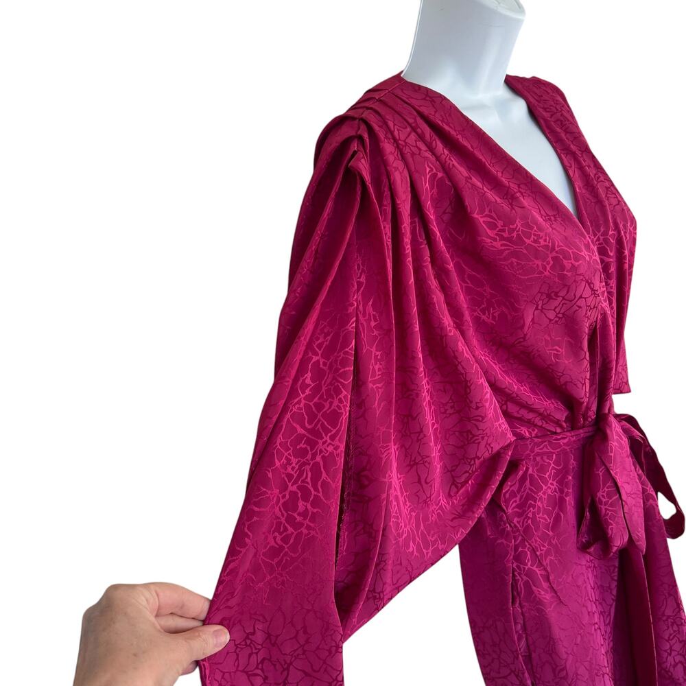 amazing 80s 70s David Brown California fuschia long robe dolman sleeve S